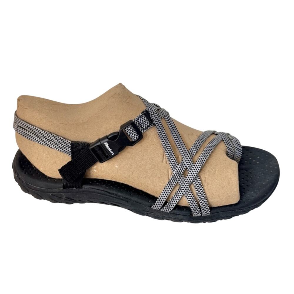 Skechers Reggae Irie Mon Outdoor Black White Strappy Sandals Trek Hiking Size 8 - Picture 4 of 9